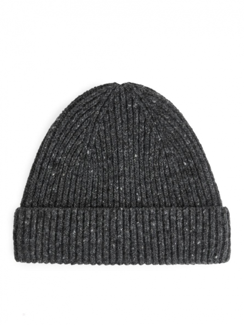 Caciula Arket Rib-Knit Lână Barbati Negrii | Romania-UHAN40789