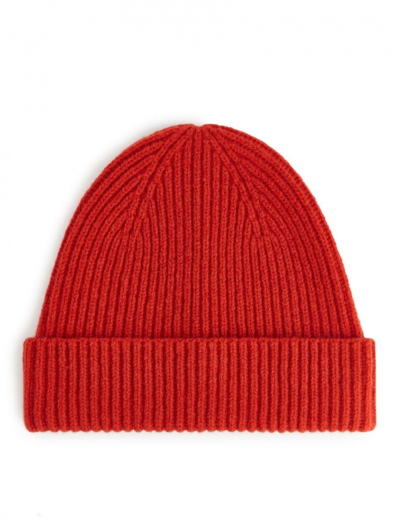Caciula Arket Rib-Knit Lână Barbati Rosii | Romania-JSGX76509