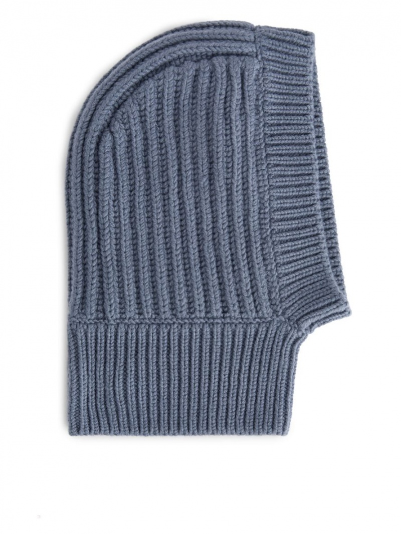 Caciula Arket Rib-Knit Lână Hood Dama Albastri | Romania-PHFJ45102