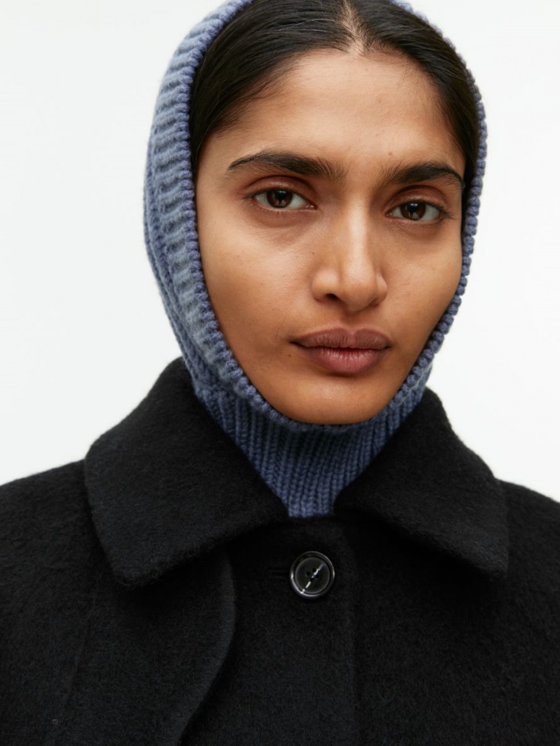 Caciula Arket Rib-Knit Lână Hood Dama Albastri | Romania-PHFJ45102