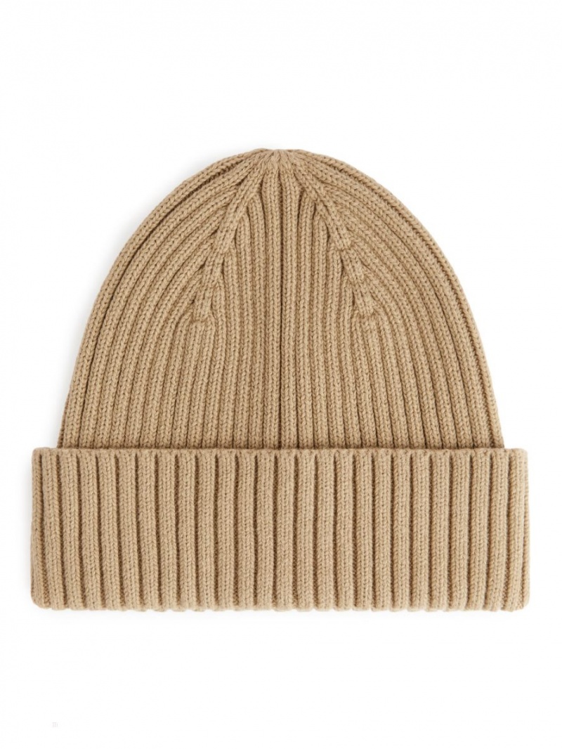 Caciula Arket Rib Knit Fete Bej | Romania-NXTS57268
