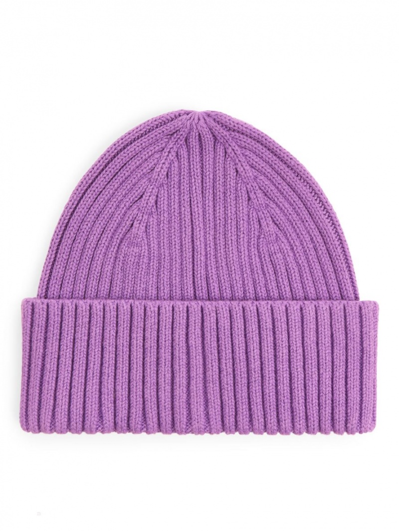 Caciula Arket Rib Knit Fete Violet | Romania-JMXH27836
