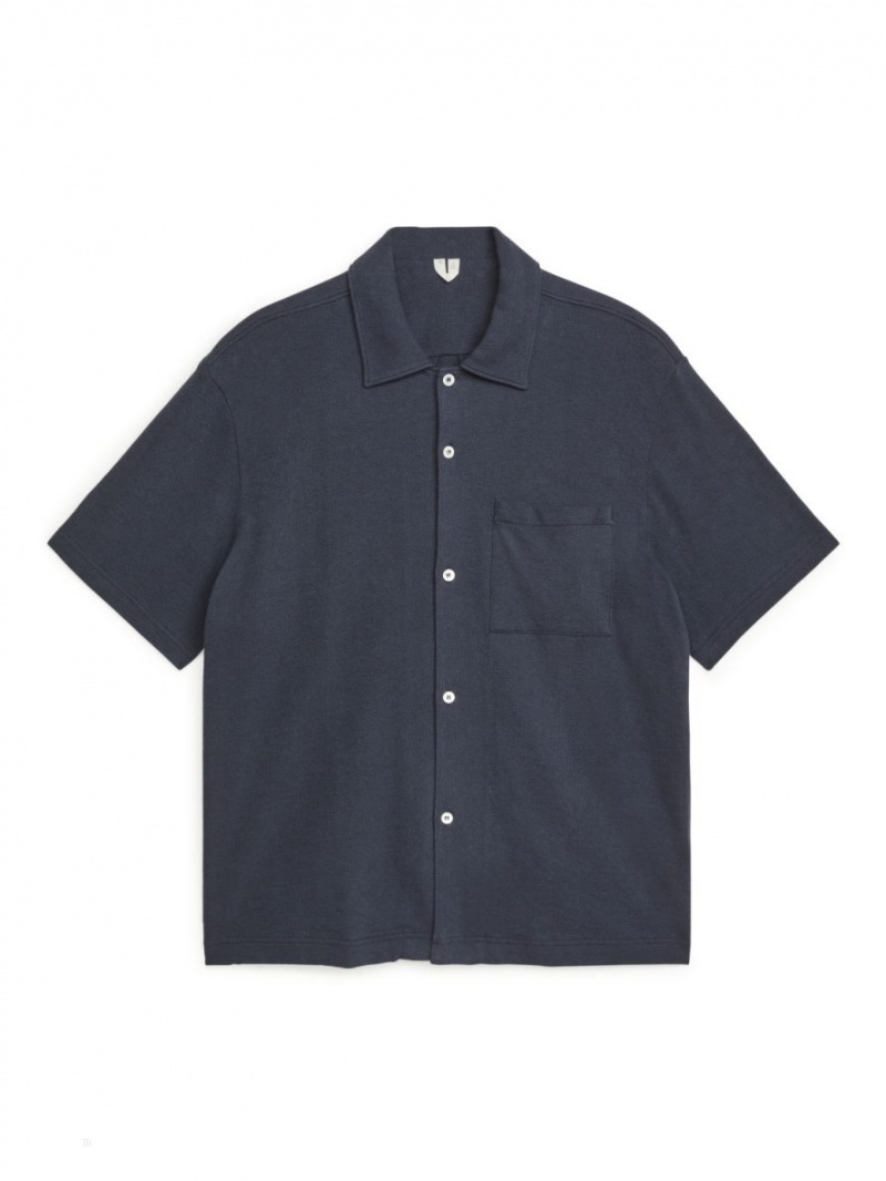 Camasa Arket Bouclé Jersey Barbati Albastri Inchis | Romania-PYFQ14809