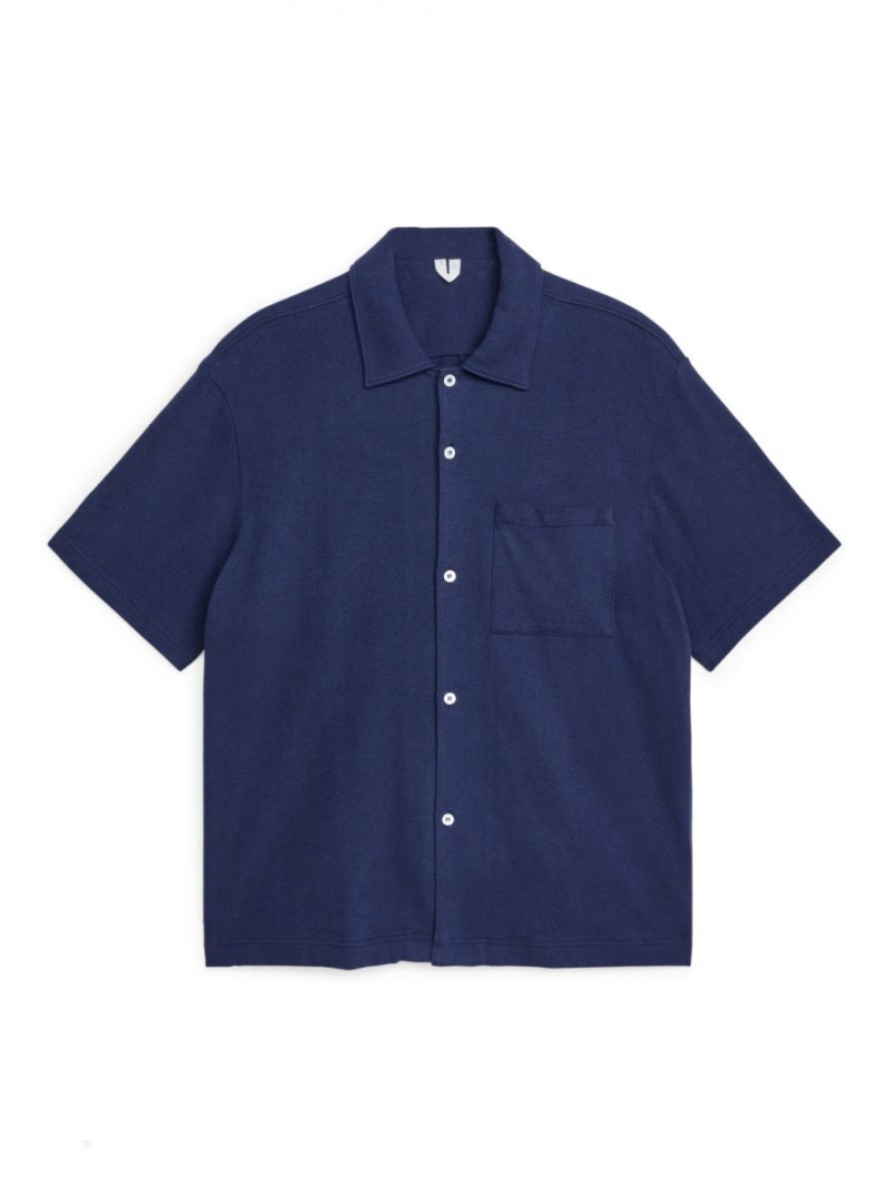 Camasa Arket Bouclé Jersey Barbati Albastri Inchis | Romania-LVAF43106