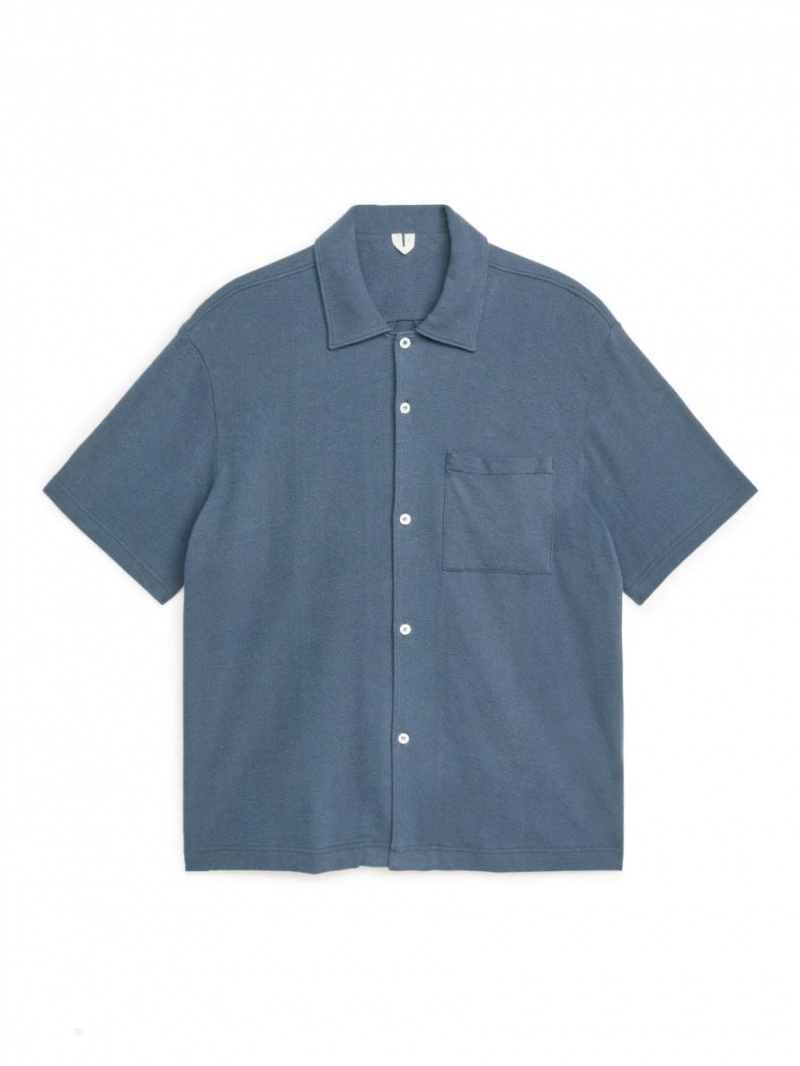 Camasa Arket Bouclé Jersey Barbati Gri Albastri | Romania-GXIN90725