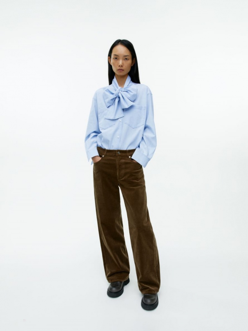 Camasa Arket Bow-Detail Chambray Dama Albastri Deschis | Romania-SUQM62904
