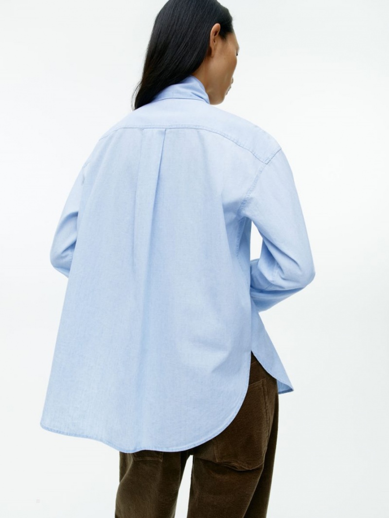Camasa Arket Bow-Detail Chambray Dama Albastri Deschis | Romania-SUQM62904