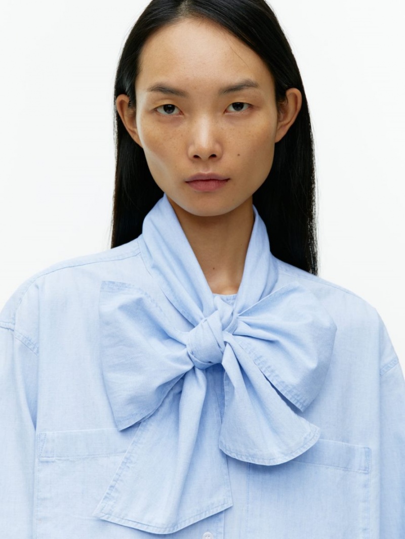Camasa Arket Bow-Detail Chambray Dama Albastri Deschis | Romania-SUQM62904