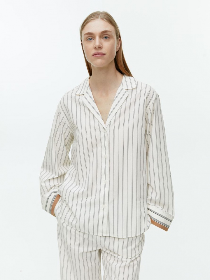 Camasa Arket Bumbac Pyjama Dama Albi | Romania-JKAZ41289