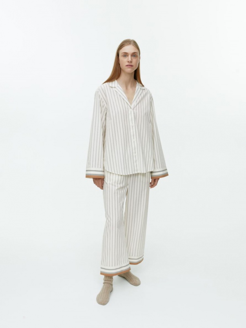 Camasa Arket Bumbac Pyjama Dama Albi | Romania-JKAZ41289