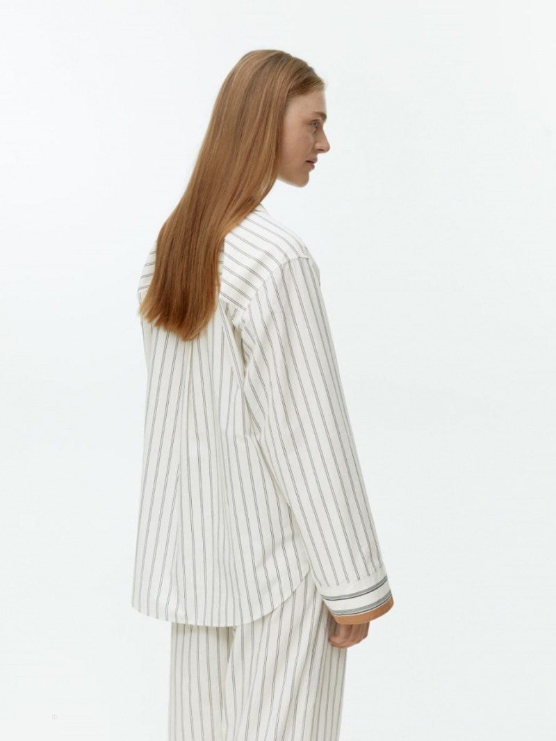Camasa Arket Bumbac Pyjama Dama Albi | Romania-JKAZ41289