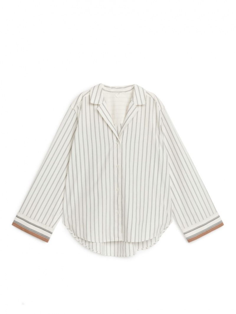 Camasa Arket Bumbac Pyjama Dama Albi | Romania-JKAZ41289