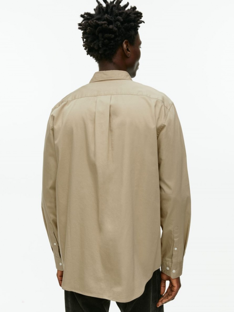 Camasa Arket Bumbac Twill Barbati Bej | Romania-DIUJ64859