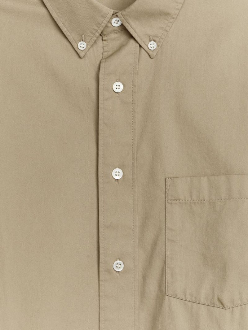 Camasa Arket Bumbac Twill Barbati Bej | Romania-DIUJ64859