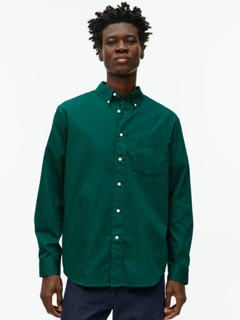 Camasa Arket Bumbac Twill Barbati Verzi Inchis | Romania-BFUP52968