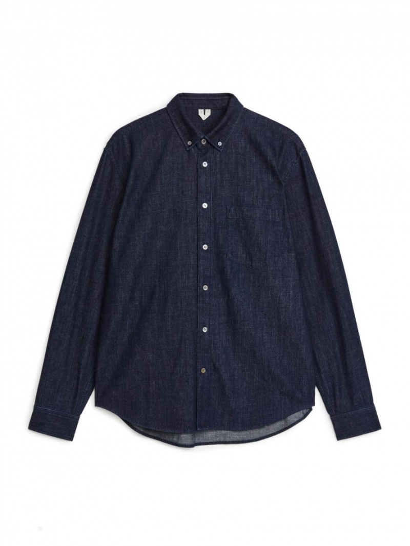 Camasa Arket Denim Barbati Albastri Inchis | Romania-CNPH84370