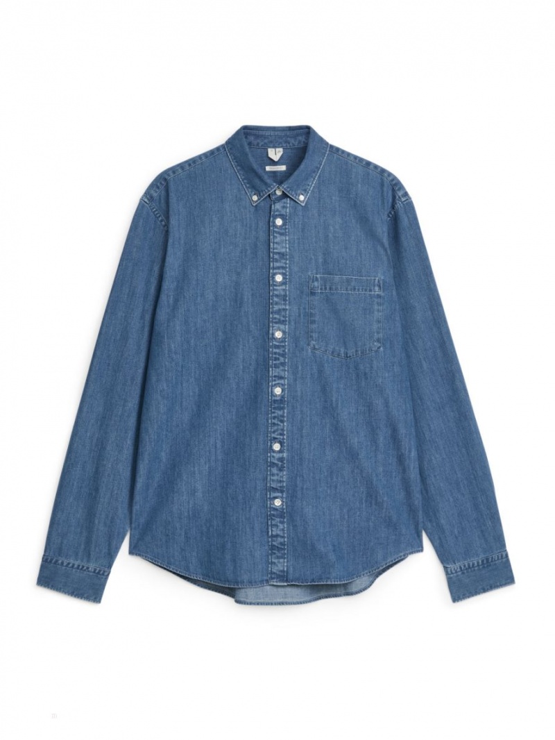 Camasa Arket Denim Barbati Albastri | Romania-EIZR92504