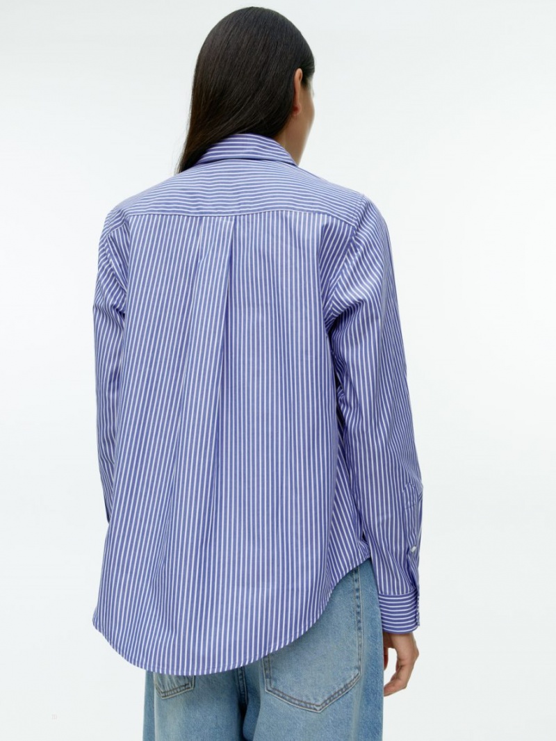 Camasa Arket Drept Cut Poplin Dama Albastri Albi | Romania-CKXS50916