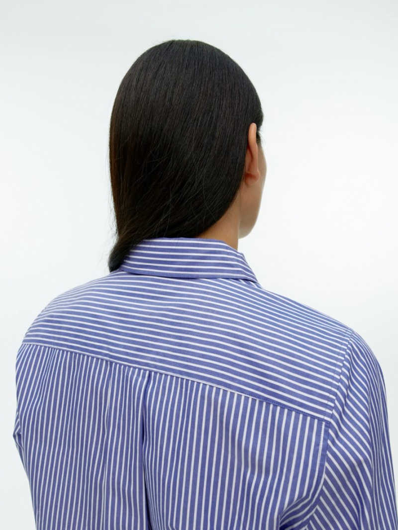 Camasa Arket Drept Cut Poplin Dama Albastri Albi | Romania-CKXS50916