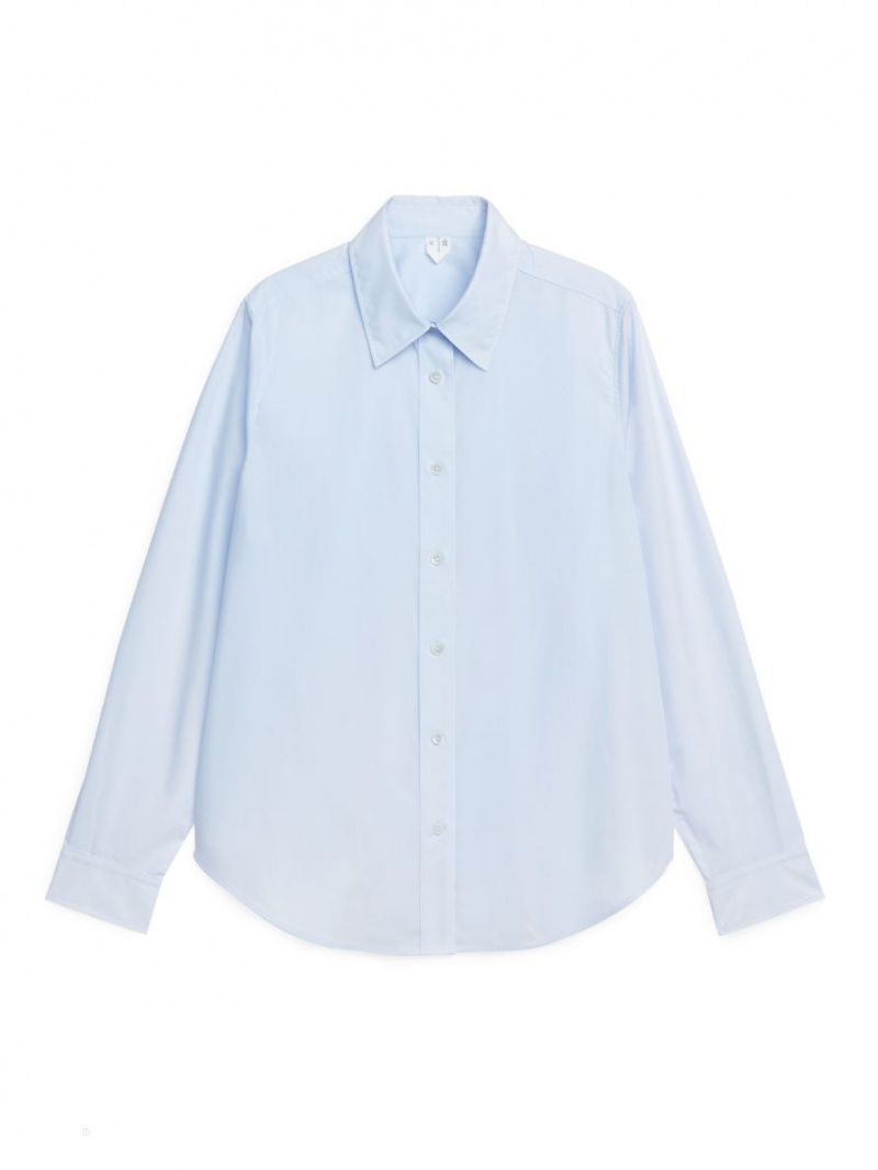 Camasa Arket Drept Cut Poplin Dama Albastri Deschis | Romania-TJMN94371