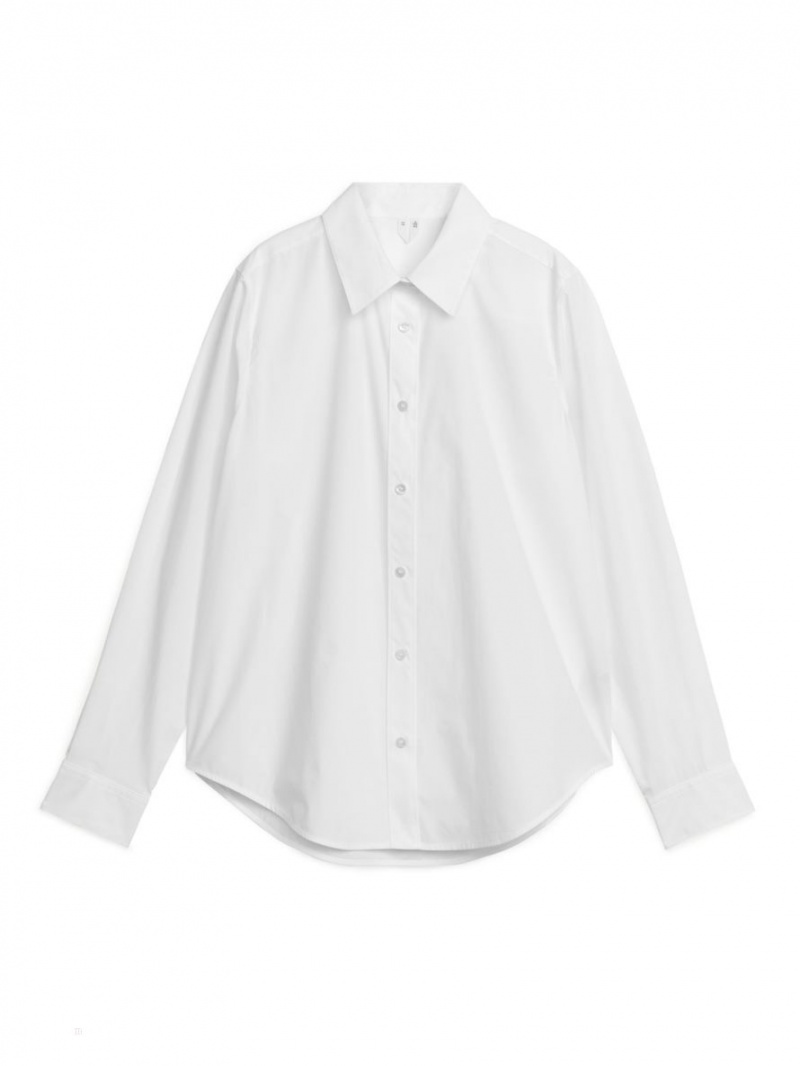 Camasa Arket Drept Cut Poplin Dama Albi | Romania-XEVC67820