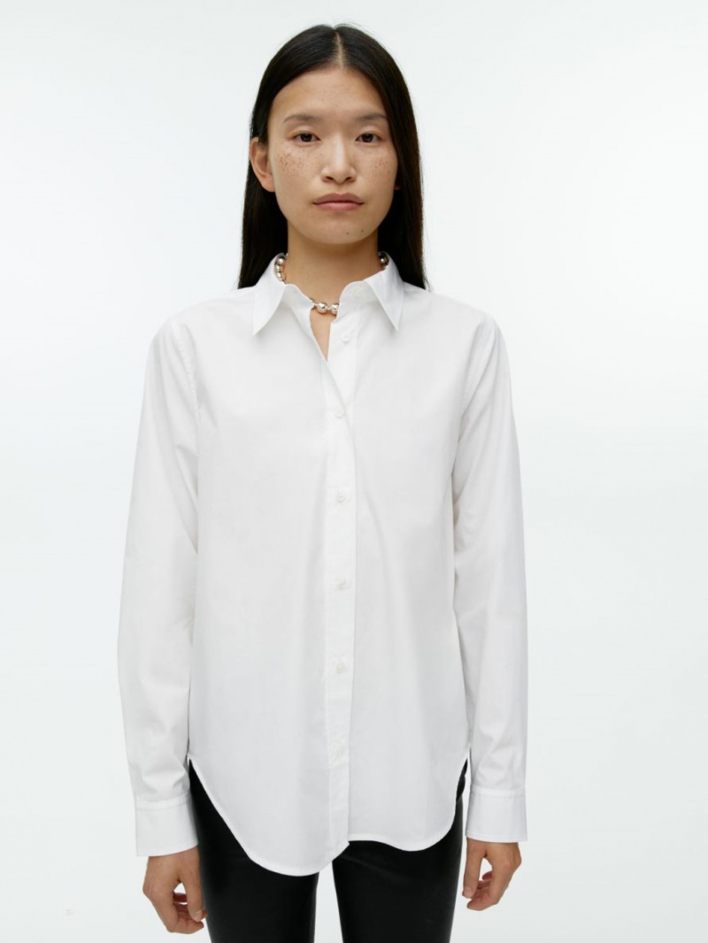Camasa Arket Drept Cut Poplin Dama Albi | Romania-XEVC67820