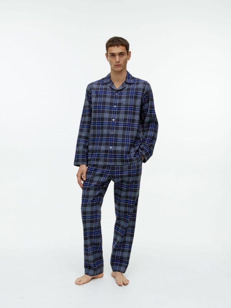 Camasa Arket Flannel Pyjama Barbati Albastri | Romania-ZSPC34108