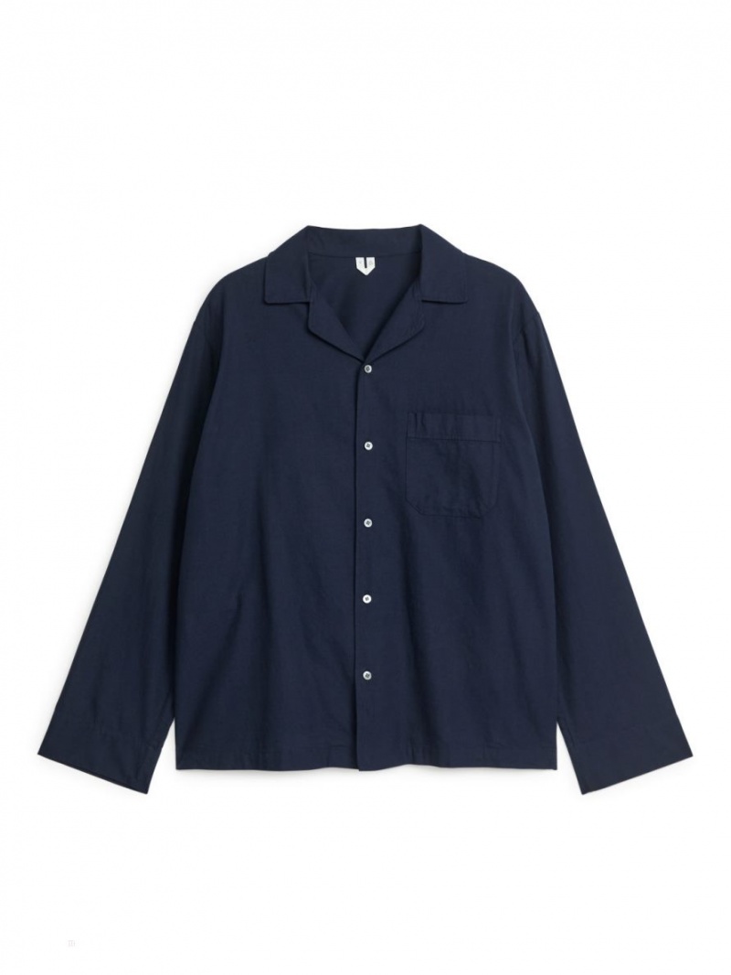 Camasa Arket Flannel Pyjama Barbati Albastri Inchis | Romania-QPYN81746