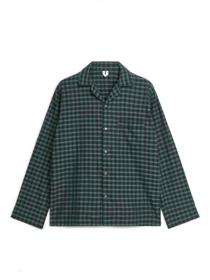 Camasa Arket Flannel Pyjama Barbati Negrii Verzi | Romania-OCBV13042