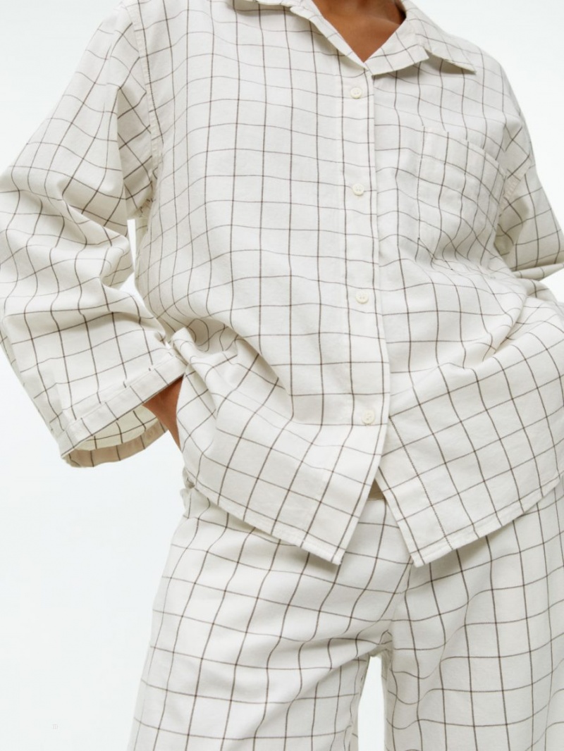 Camasa Arket Flannel Pyjama Dama Albi | Romania-CTFM39108