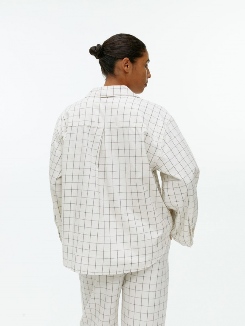 Camasa Arket Flannel Pyjama Dama Albi | Romania-CTFM39108