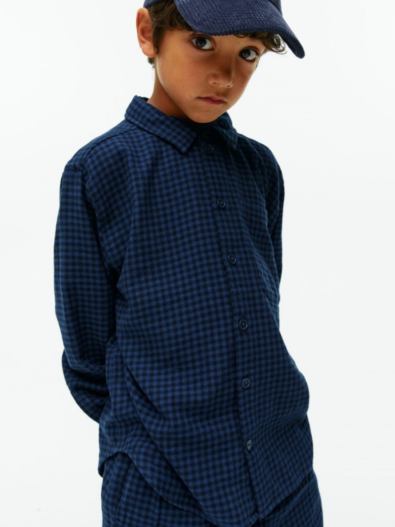Camasa Arket Gingham Flannel Baieti Albastri Negrii | Romania-RZMT54106