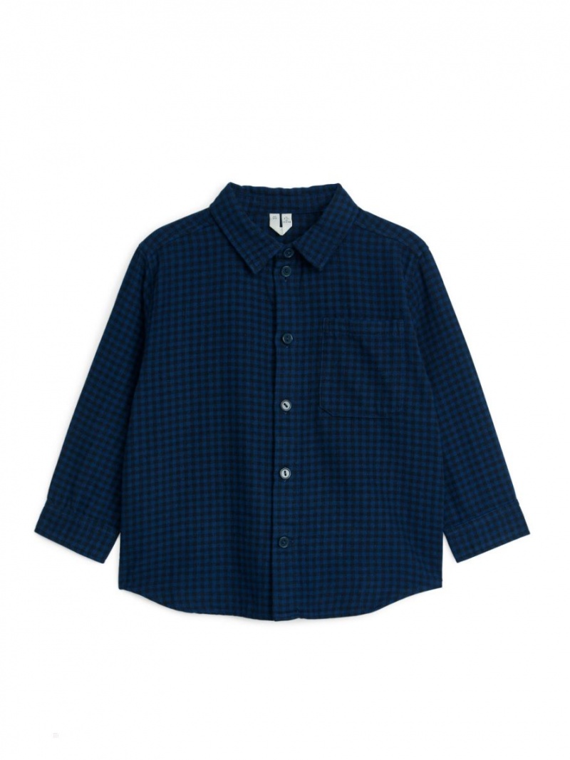 Camasa Arket Gingham Flannel Baieti Albastri Negrii | Romania-RZMT54106