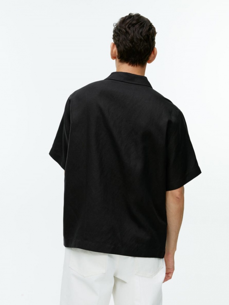 Camasa Arket Half-Zip Scurte-Sleeved Barbati Negrii | Romania-FVHL97453