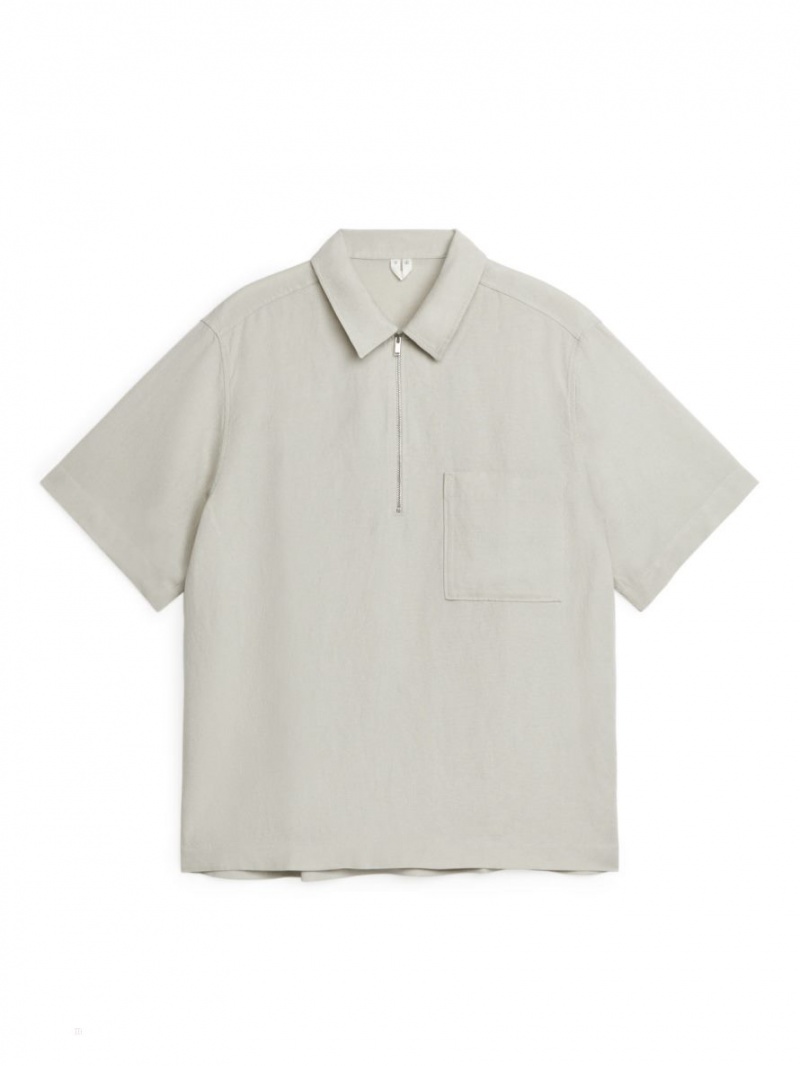 Camasa Arket Half-Zip Scurte-Sleeved Barbati Maro | Romania-CJMO14072