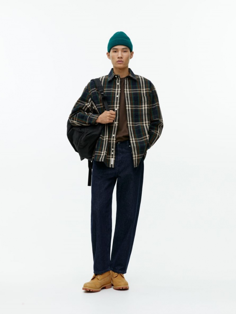 Camasa Arket Heavy Flannel Barbati Albastri Inchis Verzi | Romania-ZNSB98406
