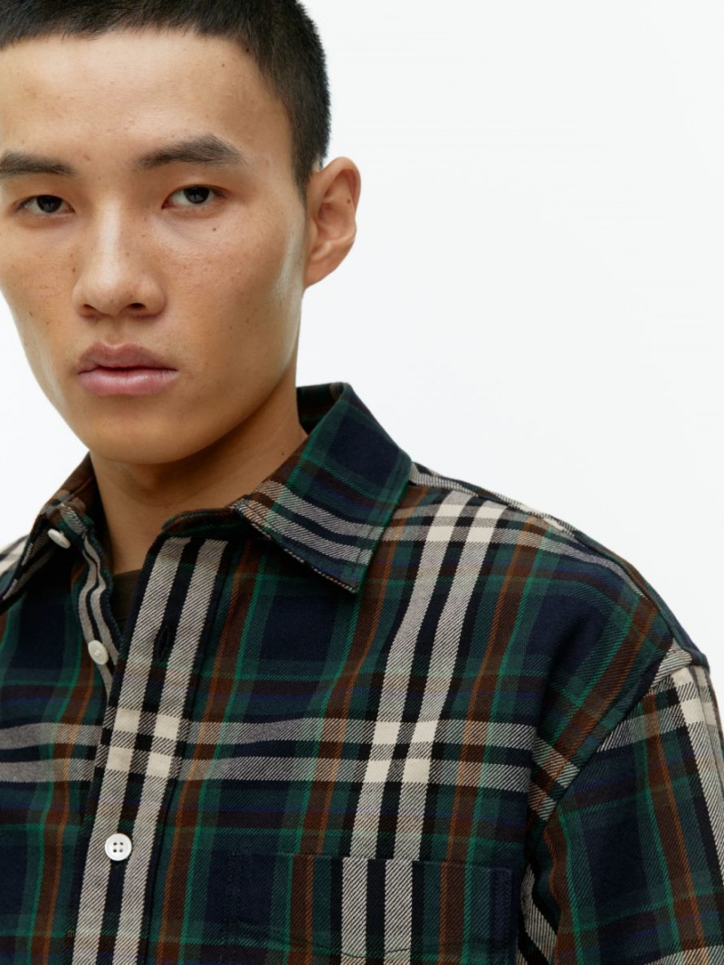 Camasa Arket Heavy Flannel Barbati Albastri Inchis Verzi | Romania-ZNSB98406