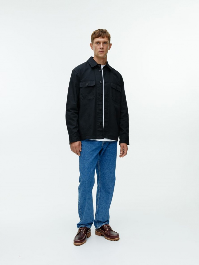 Camasa Arket Herringbone Workwear Barbati Albastri Inchis | Romania-KSDO59486