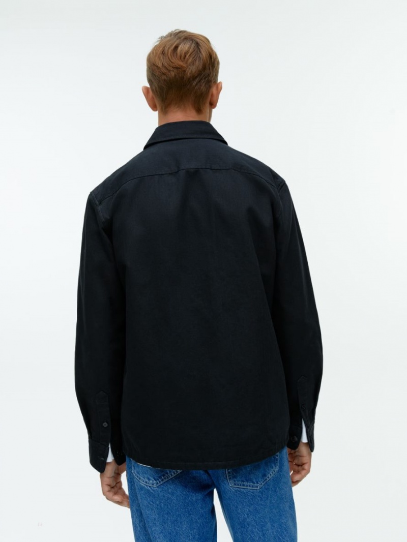 Camasa Arket Herringbone Workwear Barbati Albastri Inchis | Romania-KSDO59486