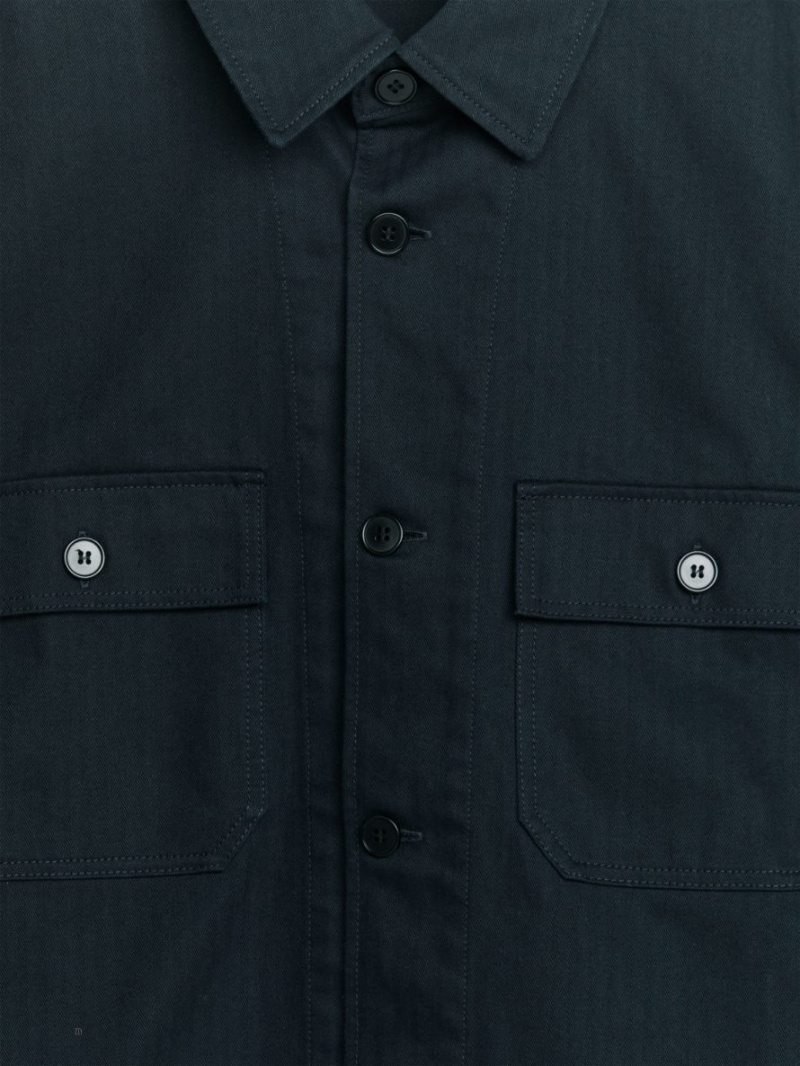 Camasa Arket Herringbone Workwear Barbati Albastri Inchis | Romania-KSDO59486
