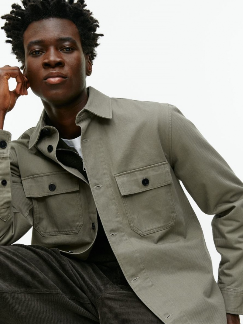 Camasa Arket Herringbone Workwear Barbati Verzi | Romania-RYEC51206