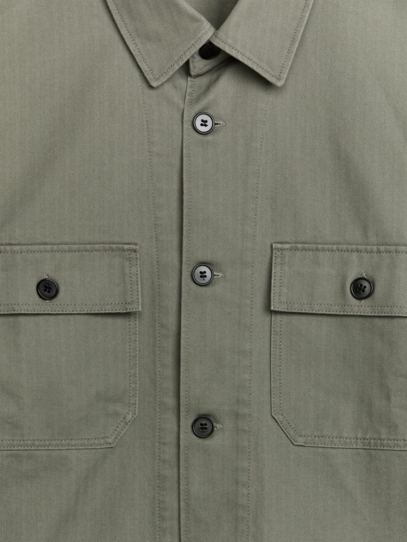 Camasa Arket Herringbone Workwear Barbati Verzi | Romania-RYEC51206