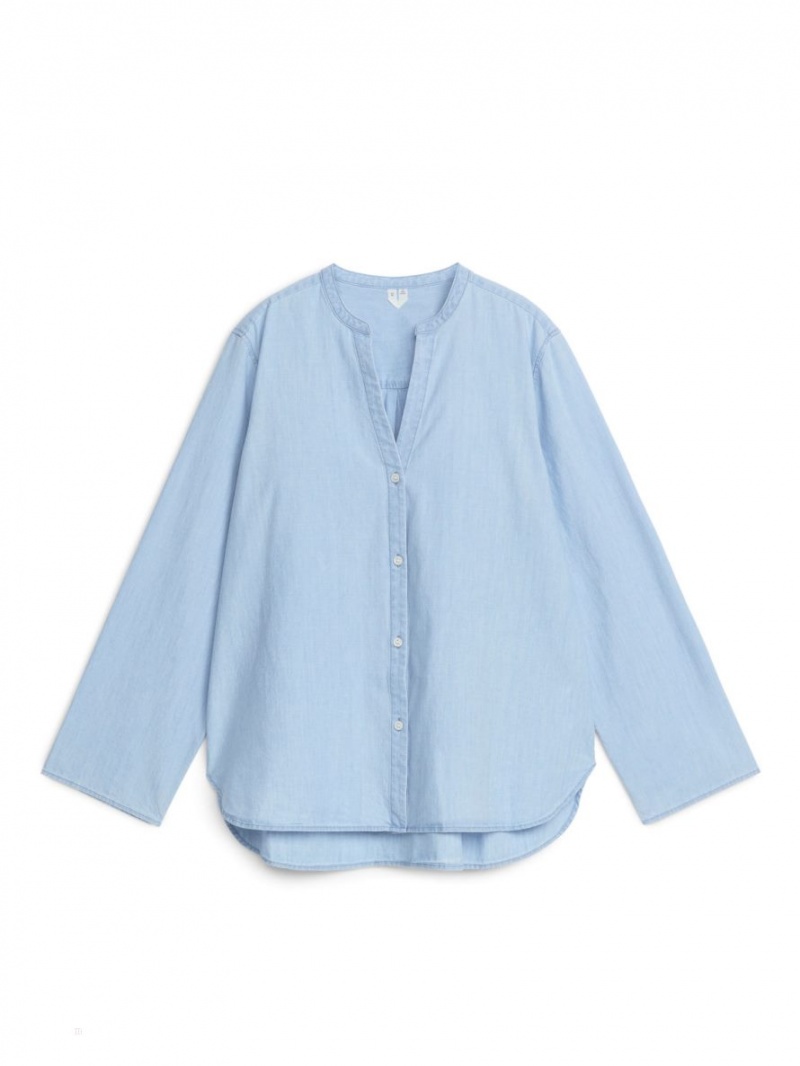 Camasa Arket Light Denim Dama Albastri Deschis | Romania-TCHD19862