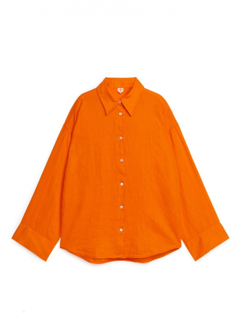 Camasa Arket Linen Dama Portocalii | Romania-SMLP76940