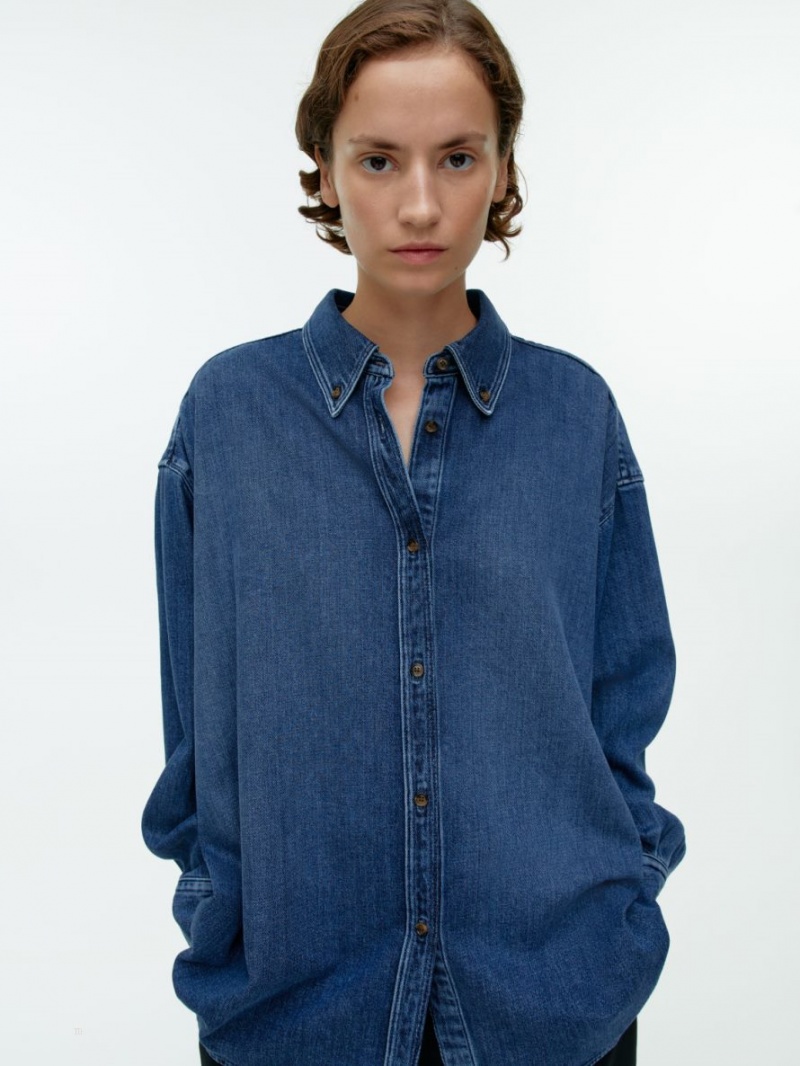 Camasa Arket Oversized Denim Dama Albastri Inchis | Romania-EJQX64318