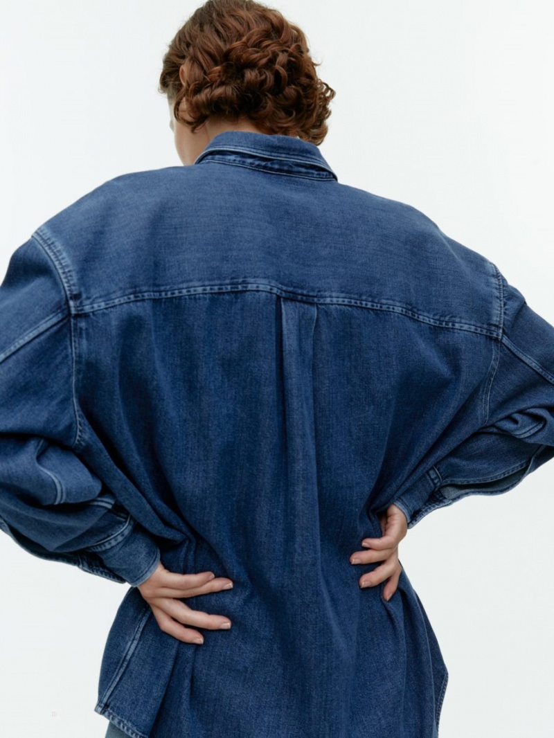 Camasa Arket Oversized Denim Dama Albastri Inchis | Romania-EJQX64318