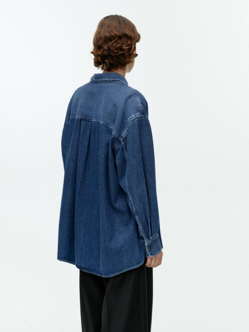 Camasa Arket Oversized Denim Dama Albastri Inchis | Romania-EJQX64318