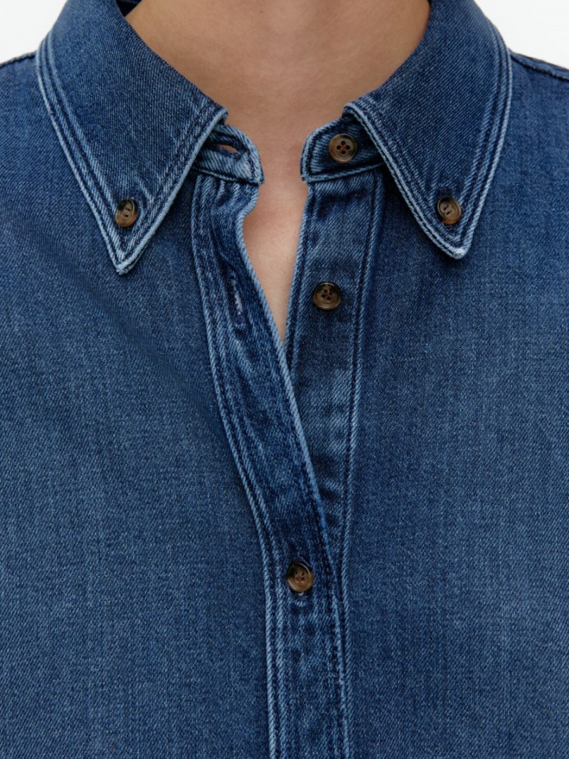 Camasa Arket Oversized Denim Dama Albastri Inchis | Romania-EJQX64318