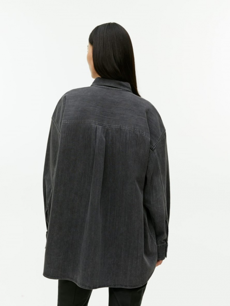Camasa Arket Oversized Denim Dama Negrii | Romania-ICLY16742