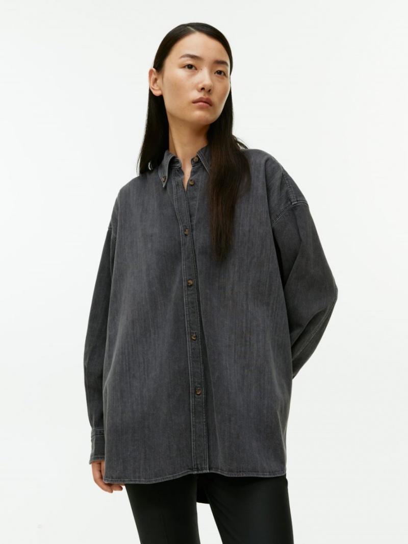 Camasa Arket Oversized Denim Dama Negrii | Romania-ICLY16742